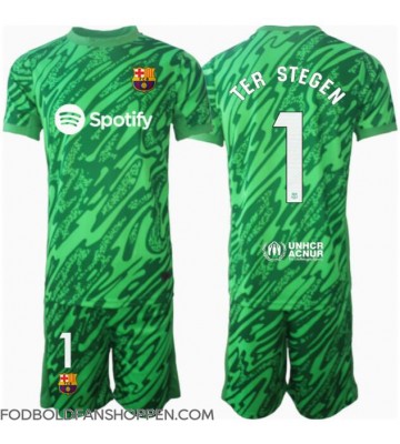 Barcelona Ter Stegen #1 Målmand Udebanetrøje Børn 2024-25 Kortærmet (+ Korte bukser)